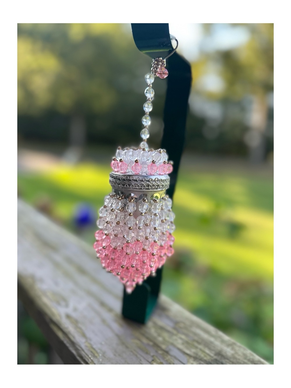 Vintage Handmade Beaded Tea Ball Christmas Ornament